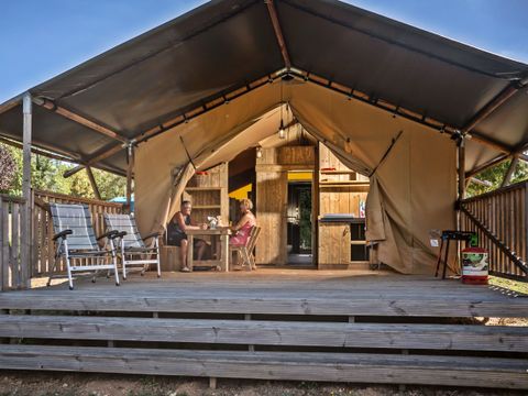 Tente en toile et en bois 4 personnes - > NOUVEAU Tente Safari Premium 2 chambres