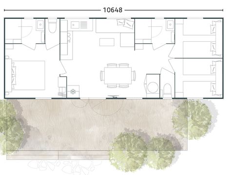 Mobilhome 4 personnes - Premium Natura - 3 chambres - 2 salles de bain -TV+lave-vaisselle avec terrasse - XXL - Vue mer
