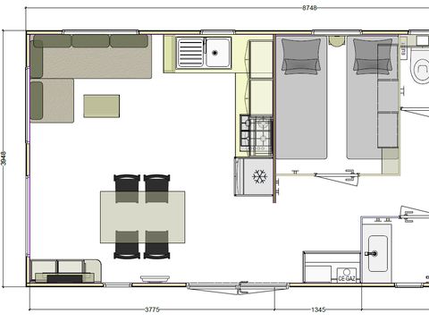 Mobilhome 4 personnes - Premium Natura - 2 chambres - Terrasse - XXL - TV - Lave-vaisselle
