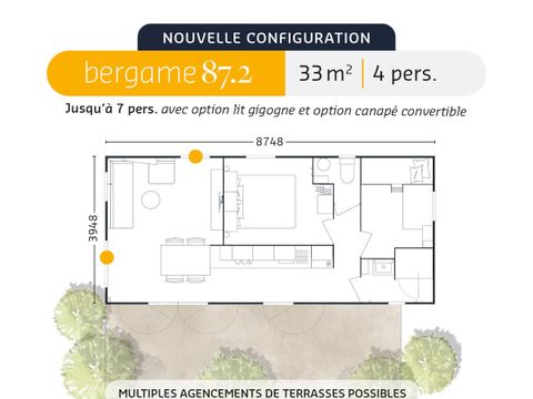 Mobilhome 4 personnes - Premium Natura - 2 chambres - Terrasse - XXL - TV - Lave-vaisselle