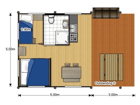 TENTE TOILE ET BOIS 5 personnes - SAFARI TENT SERENGETI