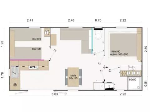 MOBILHOME 4 personnes - Lodge Rivage 3 Pièces 4 Personnes Climatisé