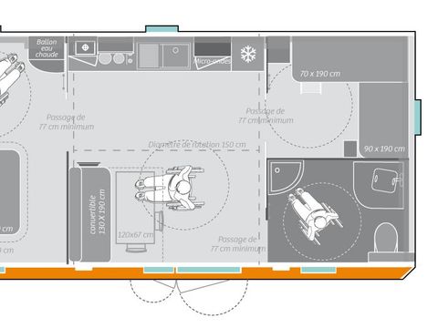 Mobilhome 4 personnes - CONFORT PMR - 2 chambres 34m²
