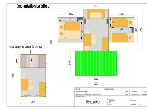 TENTE TOILE ET BOIS 4 personnes - Lodge Tribu (sans sanitaires)