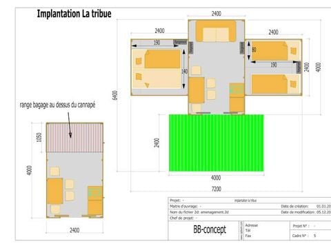 TENTE TOILE ET BOIS 4 personnes - Lodge Tribu (sans sanitaires)
