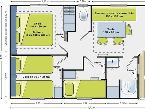 MOBILHOME 5 personnes - Confort avec TV - 3 chambres