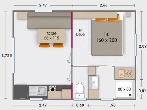 MOBILHOME 2 personnes - MH1 Tara