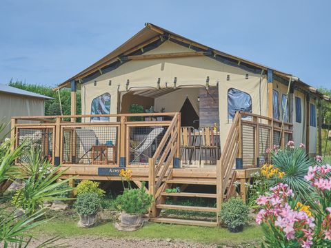 TENTE TOILE ET BOIS 5 personnes - Tente Lodge KENYA sur pilotis