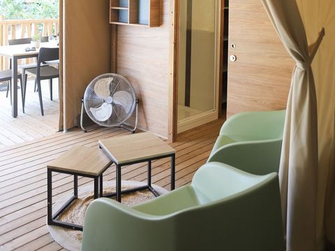 Tente en toile et en bois 4 personnes - Tente Lodge 2 ch 4 pers