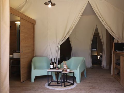 Tente en toile et en bois 4 personnes - Tente Lodge 2 ch 4 pers