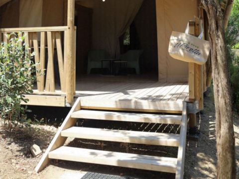 Tente en toile et en bois 4 personnes - Tente Lodge 2 ch 4 pers