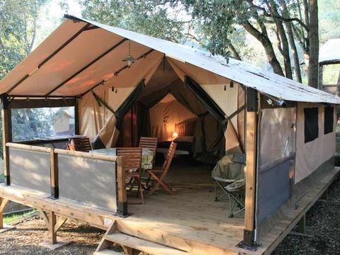 Tente en toile et en bois 5 personnes - Tente Lodge VICTORIA - 2 chambres