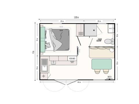 MOBILHOME 2 personnes - CAHITA - 1 chambre - 5 mobil home (C01 à C05)