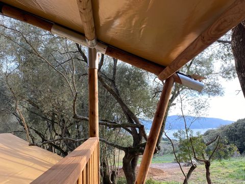 Tente en toile et en bois 5 personnes - Tente Lodge sans salle de bain