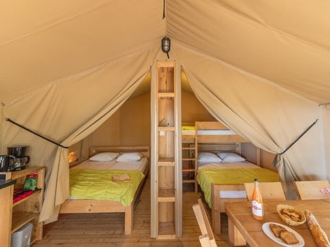 Tente en toile et en bois 5 personnes - Tente Lodge sans salle de bain