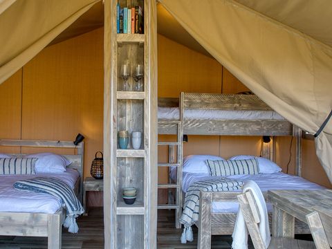Tente en toile et en bois 5 personnes - Tente Lodge sans salle de bain