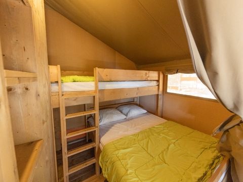 Tente en toile et en bois 5 personnes - Tente Lodge sans salle de bain
