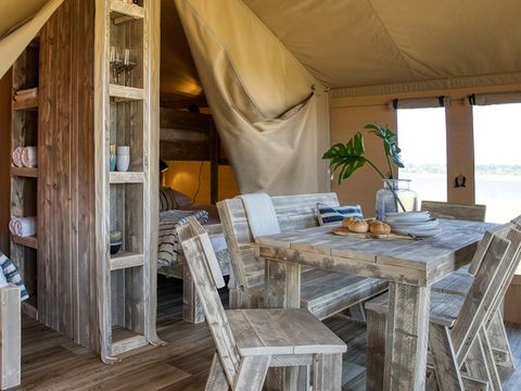 Tente en toile et en bois 5 personnes - Tente Lodge sans salle de bain