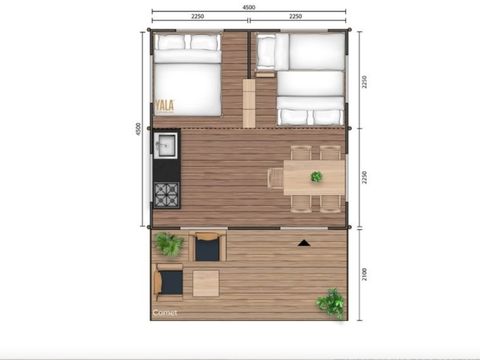 Tente en toile et en bois 5 personnes - Tente Lodge sans salle de bain