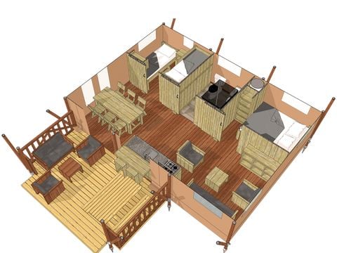 Bungalow toilé 4/5 personnes - Luxury Lodge en zone J - 2 chambres