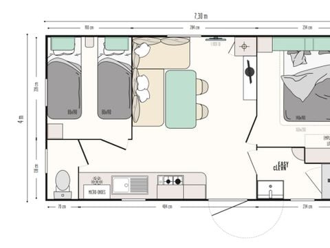 MOBILHOME 4 personnes - Mobil home confort climatisé pour 4 personnes max