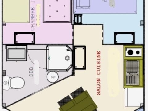 TENTE TOILE ET BOIS 5 personnes - Tente tout confort avec sanitaires