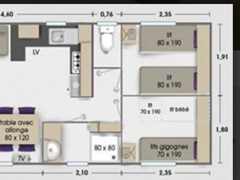 Mobilhome 8 personnes - Mobil-home 3 chambres