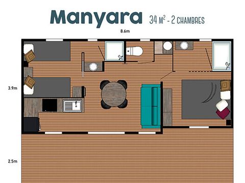 Chalet 4 personnes - Eco-Lodge Manyara 34 m²