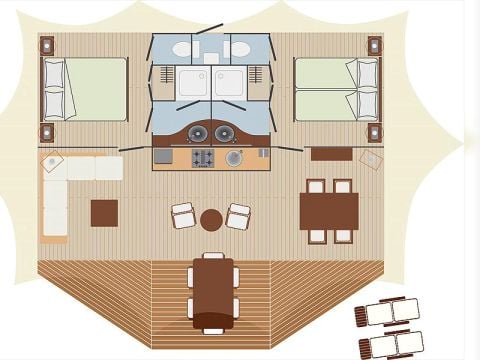 TENTE TOILE ET BOIS 4 personnes - Royal Lodge