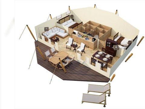 TENTE TOILE ET BOIS 4 personnes - Royal Lodge