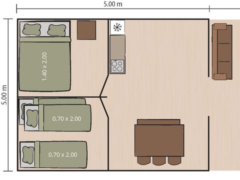 TENTE TOILE ET BOIS 5 personnes - Krk - Tente safari de luxe