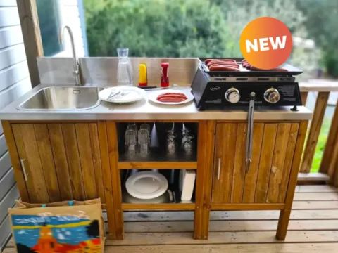 MOBILHOME 6 personnes - Salon Premium 3 chambres - cuisine extérieure