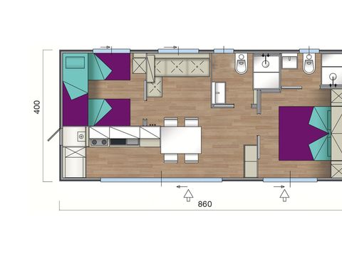 MOBILHOME 5 personnes - Superior Two-Bedroom Camping Home 4+2