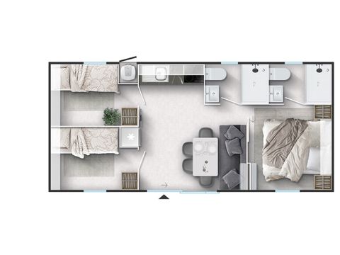 MOBILHOME 4 personnes - Deluxe Family Three-Bedroom Camping Home 4+1