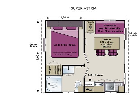 MOBILHOME 2 personnes - Mobilhome 2 pers ASTRIA 16m² climatisé + terrasse couverte 10m²