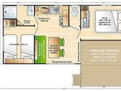 MOBILHOME 4 personnes - Mobilhome LOGGIA 25m² CLIMATISÉ + terrasse semi-couverte 8m²