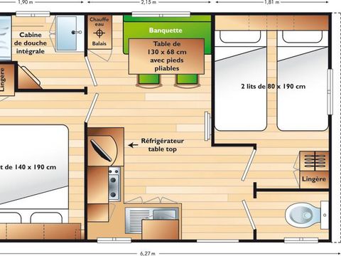 MOBILHOME 4 personnes - Mobilhome SUPERVENUS 25m² CLIMATISÉ + terrasse couverte 10m²