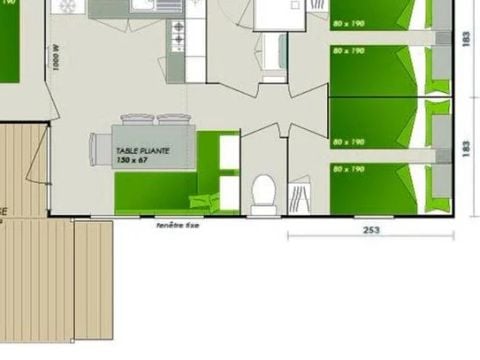 Mobilhome 6 personnes - Comfort | 3 Ch. | 6 Pers. | Terrasse Simple | 1 SDB | Clim.