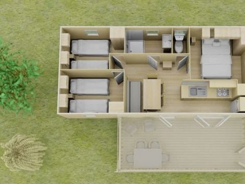 Mobilhome 6 personnes - Comfort | 3 Ch. | 6 Pers. | Terrasse Simple | 1 SDB | Clim.