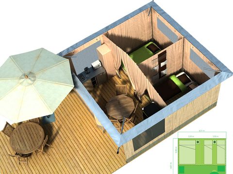 BUNGALOW TOILÉ 4 personnes - Standard 16m² - 2 chambres - sans sanitaires
