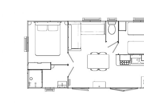 Mobilhome 4 personnes - Home Flower Premium 29 m² - 2 chambres + TV + LV +Terrasse + Clim
