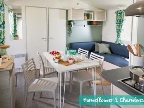 Mobilhome 4 personnes - Home Flower Premium 29 m² - 2 chambres + TV + LV +Terrasse + Clim