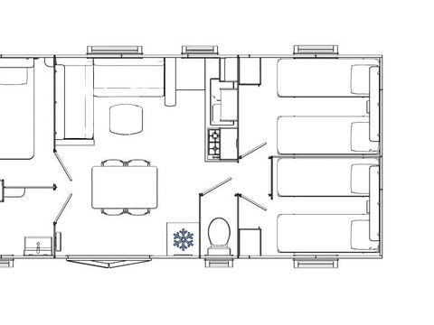 Mobilhome 6 personnes - Home Flower Premium 33m² - 3 chambres + TV + LV + Terrasse + Clim