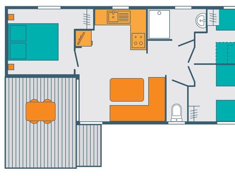 MOBILHOME 6 personnes - PREMIUM 6 pers (28m²)