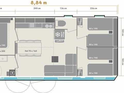 MOBILHOME 6 personnes - 3 chambres MARMOTTE TV LV Terrasse semi-couverte