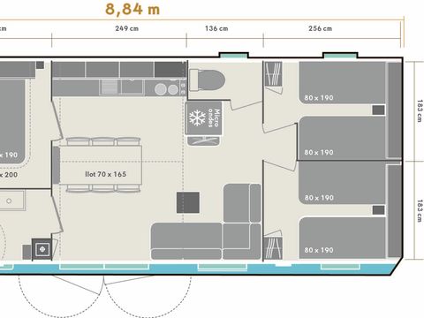 MOBILHOME 6 personnes - Mobil-home 3 chambres MARMOTTE TV LV Terrasse semi-couverte