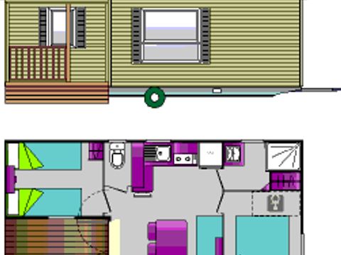 MOBILHOME 4 personnes - Loggia 31m², 2 chambres, terrasse Loggia intégrée, climatisation