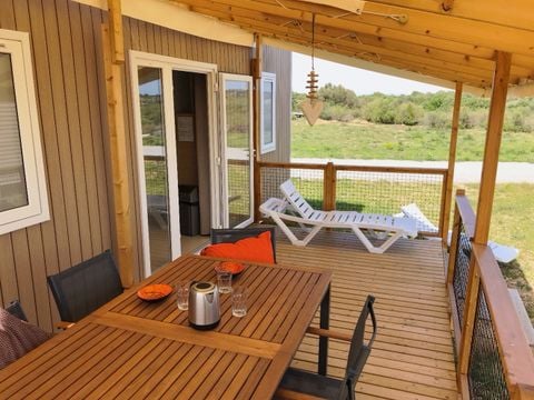 MOBILHOME 6 personnes - Top Espace premium 32m², 3 chambres, terrasse couverte 15m² + TV + Lave vaisselle + climatisation