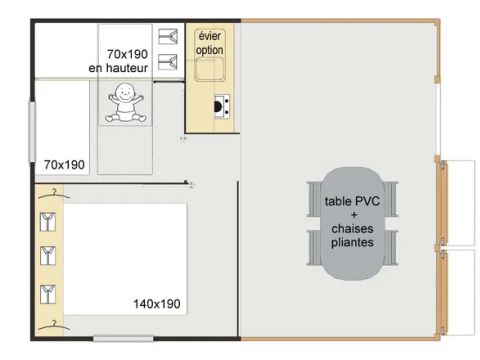 CHALET 4 personnes - Cabane Tithome 20m², 2 chambres( sans sanitaire) 4 pers.