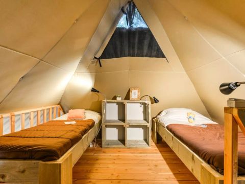TENTE TOILE ET BOIS 6 personnes - Tente Lodge Premium Safari 3 Pièces 6 Personnes